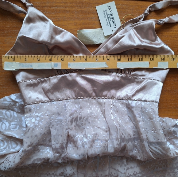 Guess Silk Burnout Dress Babydoll Y2K Beaded Coquette Romantic HOCO Event NEW - Picture 9 of 11